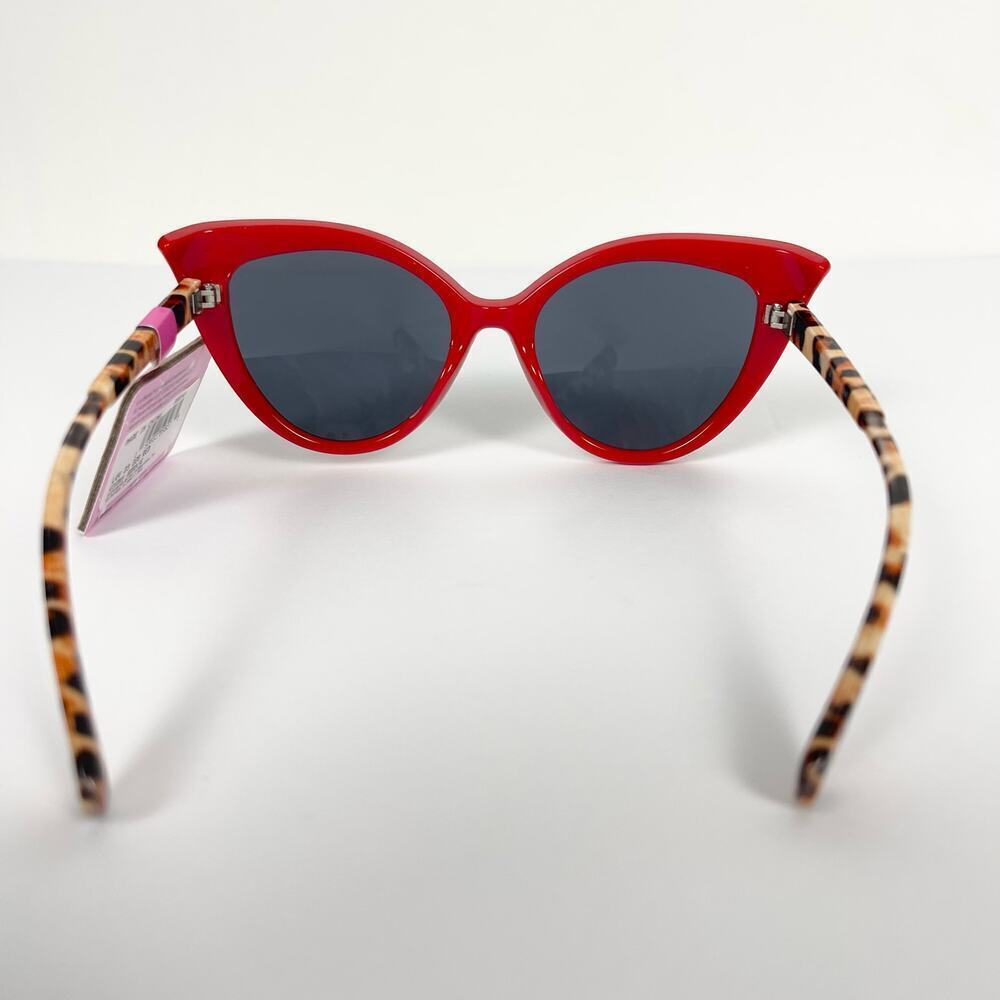 NWT Betsey Johnson Luv Betsy Cat Eye Rockabilly Sunglasses Red Leopard Retro 50s - Picture 3 of 5